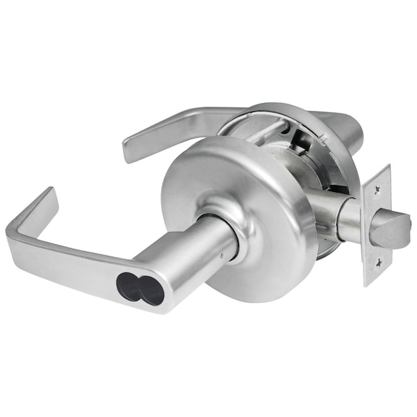 Grade 1 Entrance/Office Cylindrical Lock, Newport Lever, LFIC Less Core, Satin Chrm Fnsh, Non-handed